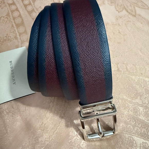 Burberry Blue and Brown Leather Shoulder Bag with Silver Hardware - Picture 1 of 13